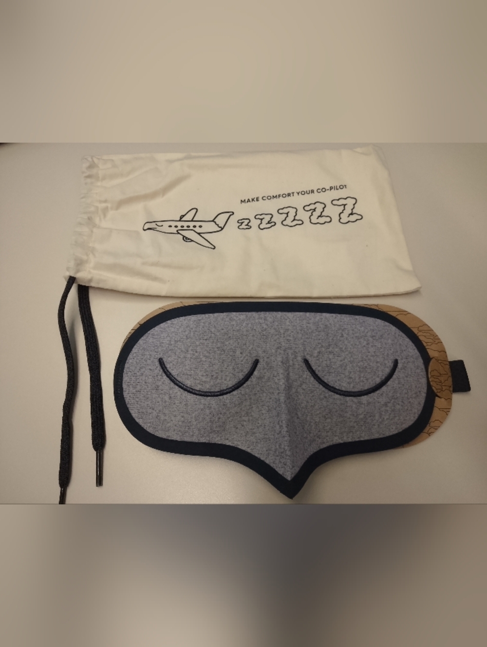 allbirds Gray and Black Merino Wool Sleep Mask with Storage Bag
